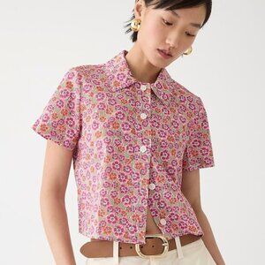 J.Crew Cropped Gamine Shirt in Liberty Ellie Fabric Sz 2
